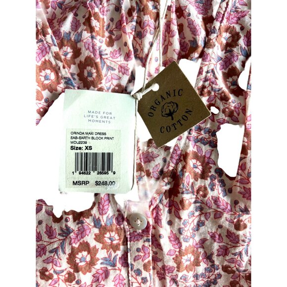 Faherty Orinda Earth Block Floral Maxi Dress A-line Silhouette Size XS New - Picture 14 of 16